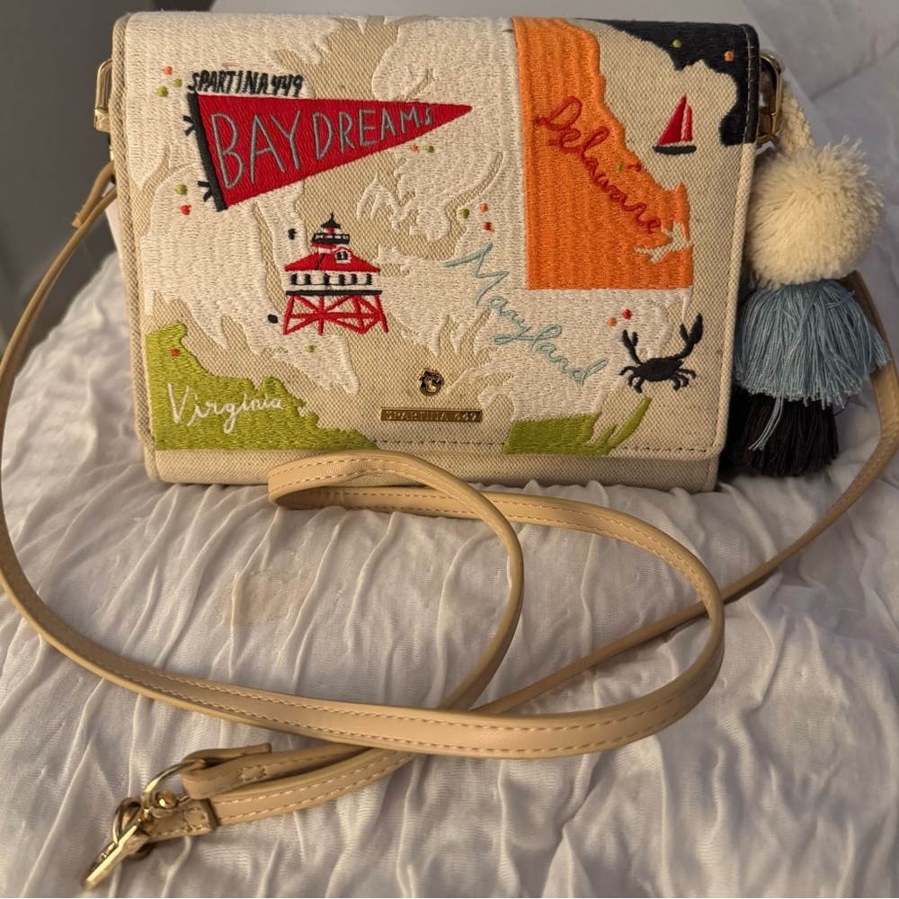 Spartina 449 Cream and Orange Crossbody Bag
